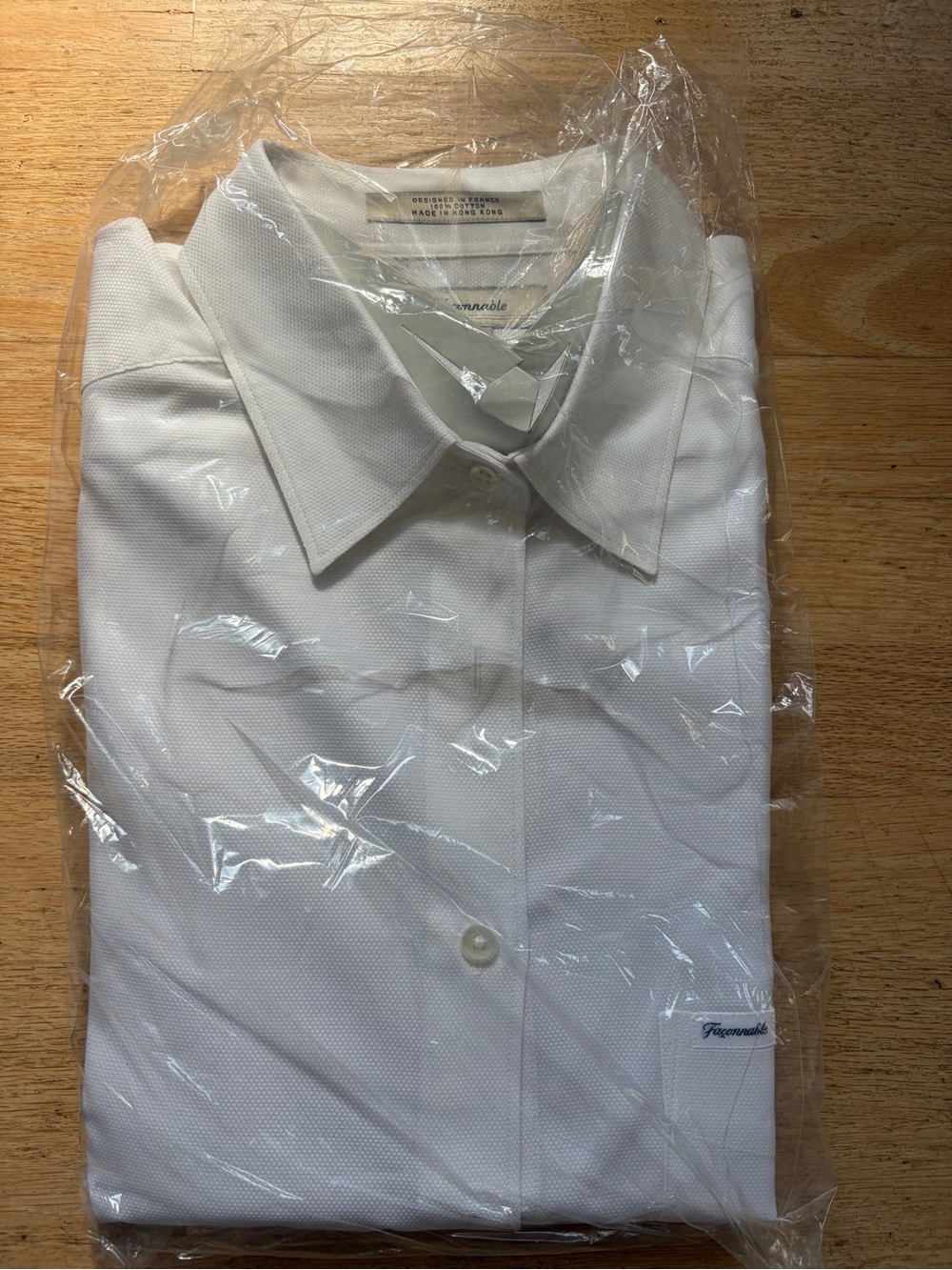 Men's Faconnable shirt white button down large cotton